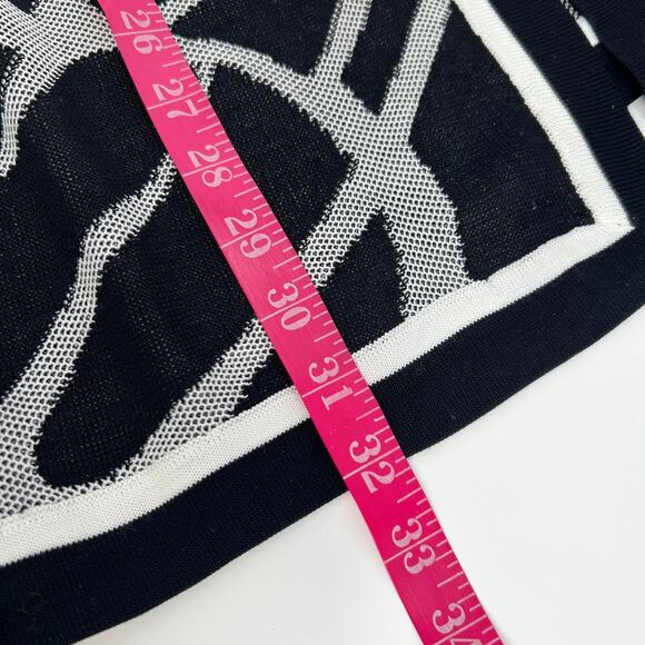 Misook Mixed Knit Print Cardigan Sweater Womens Large Black White Graphic Long - Picture 9 of 9